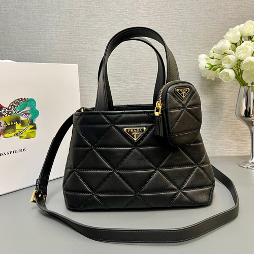 프라다 스몰 퀼팅 가죽 토트백 1BG548