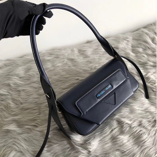 프라다 마누엘 가죽 숄더 백 1BD166 네이비