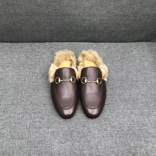 구찌 남성용 프린스타운 가죽 슬리퍼 397647 브라운