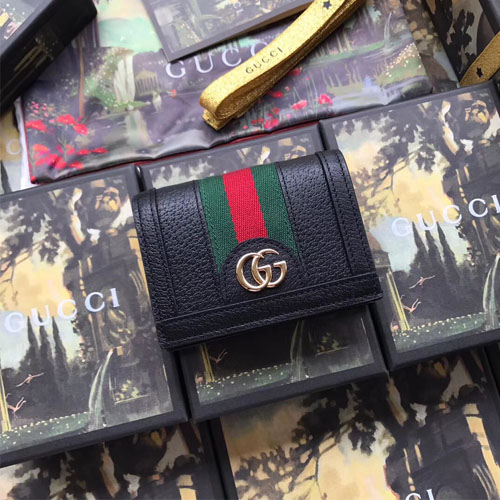 구찌 오피디아 GG 가죽 카드 케이스 523155 블랙