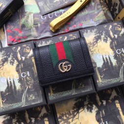 구찌 오피디아 GG 가죽 카드 케이스 523155 블랙