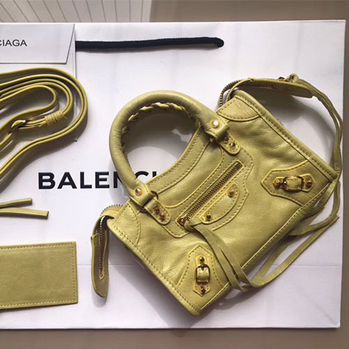 발렌시아가 클래식 골드 나노 시티 핸드백 505555 골드