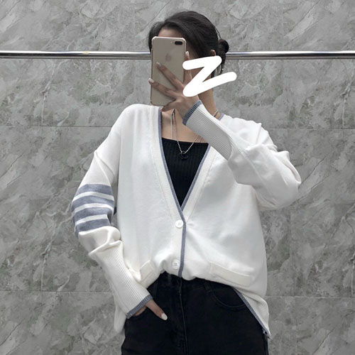 톰브라운 남여공용 가디건 TB8692 화이트