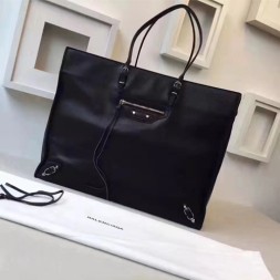 발렌시아가 파피에 A4 짚 어라운드 토트백 255411 블랙(송아지가죽)