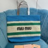 미우미우 라피아 코튼 토트백 5BG228-4