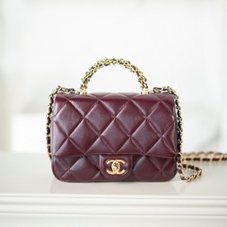  샤넬 24B 플랩백 AS2425 램스킨 버건디