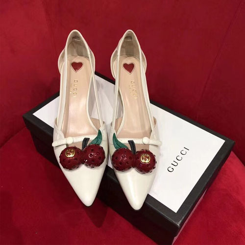 구찌 가죽 체리 펌프스 452766 화이트