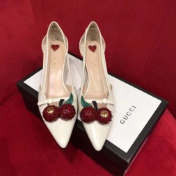 구찌 가죽 체리 펌프스 452766 화이트