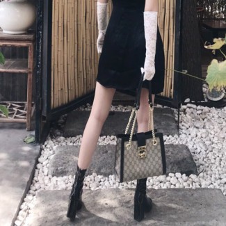 구찌 GG수프림 패드락 스몰 숄더백 498156 블랙