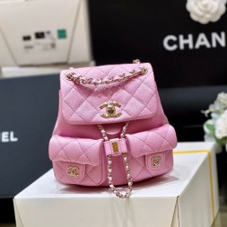 샤넬 23P 듀마 더블 포켓 백팩 미듐 AS3860 핑크