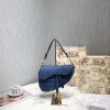 디올 DIOR OBLIQUE 자수 캔버스 새들백 M0446 블루