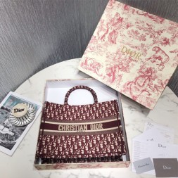 디올 미듐 북 토트백 M1296 버건디