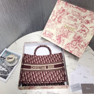 디올 미듐 북 토트백 M1296 버건디