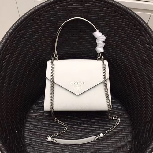 프라다 사피아노 가죽 숄더 백 1BA126 화이트