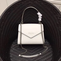 프라다 사피아노 가죽 숄더 백 1BA126 화이트