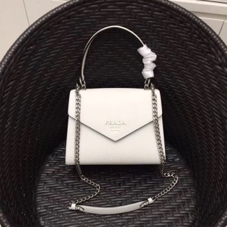 프라다 사피아노 가죽 숄더 백 1BA126 화이트