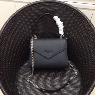 프라다 사피아노 가죽 숄더 백 1BA126 블랙