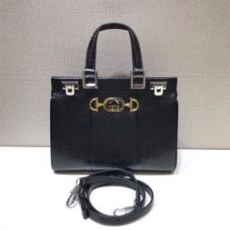 구찌 주미 스네이크 스킨 스몰 탑 핸들 백 ‎569712 블랙