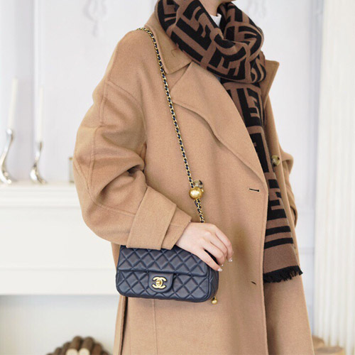  샤넬 램스킨 플랩백 스몰 AS1787 네이비