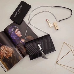 입생로랑 신상 테슬 체인 크로스백 452159 블랙