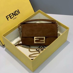 펜디 미니 벨벳 바게트백 8BS017 브라운