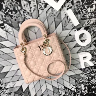 디올 레이디백 미듐 M0535 핑크 금장