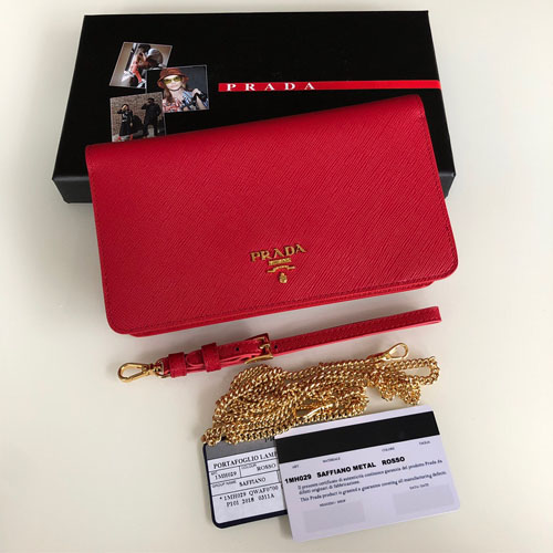 프라다 사피아노 골드체인 미니백 1ZH029 레드