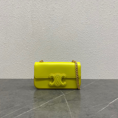 셀린느 가죽 퀴르 트리오페 체인 숄더백 199243 옐로우