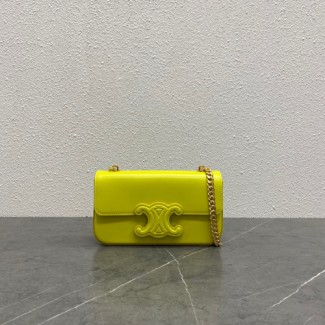 셀린느 가죽 퀴르 트리오페 체인 숄더백 199243 옐로우