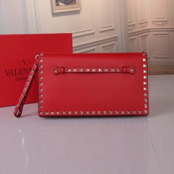 발렌티노 락스터드 미듐 클러치백 PW0B0399 레드 금장
