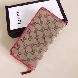 구찌 패브릭 지퍼 장지갑 449396 레드