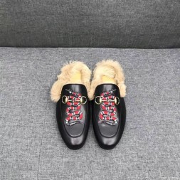 구찌 남성용 프린스타운 가죽 슬리퍼 397647 스네이크 블랙