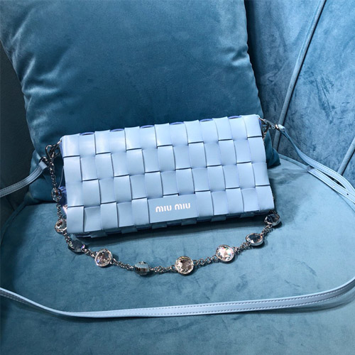 미우미우 나파 가죽 숄더 백 5BD177 블루