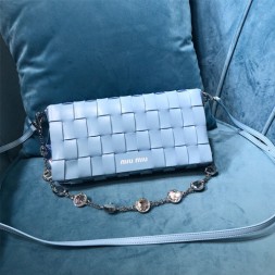 미우미우 나파 가죽 숄더 백 5BD177 블루