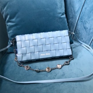 미우미우 나파 가죽 숄더 백 5BD177 블루