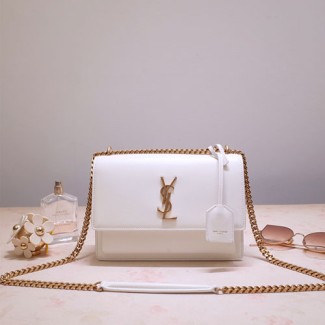 입생로랑 미디엄 선셋백 442906 화이트 금장