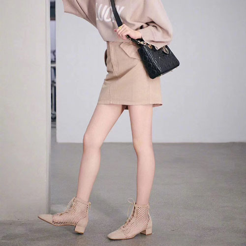 디올 피쉬넷과 스웨이드 NAUGHTILY-D  부츠 KDI492 누드