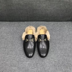 구찌 남성용 프린스타운 가죽 슬리퍼 397647 블랙
