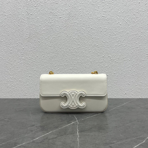 셀린느 가죽 퀴르 트리오페 체인 숄더백 199243 화이트