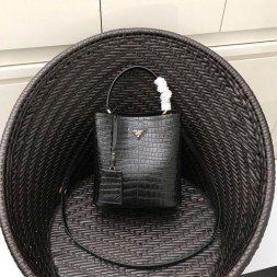 프라다 악어무늬 더블백 1BA212 블랙