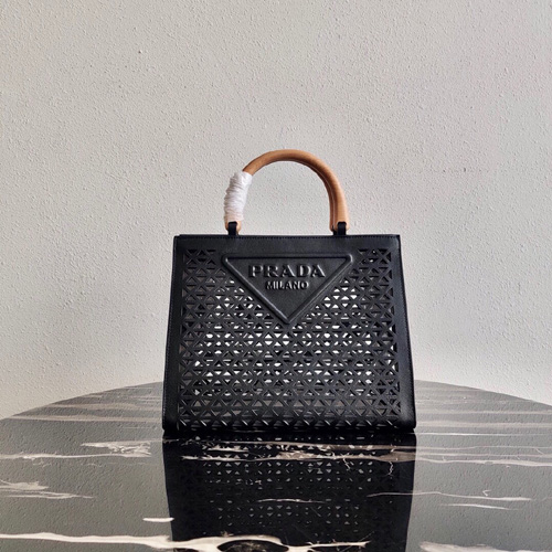 프라다 아일릿 토트백 1BG405 블랙