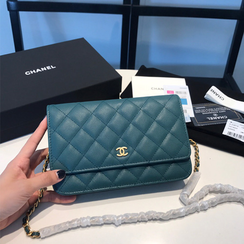 샤넬 WOC 체인 플랩백 뉴버전 A33814  캐비어 청록색