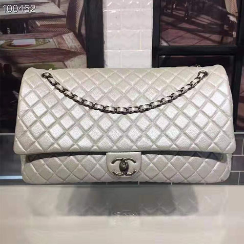 샤넬 빅 사이즈 숄더백 A94005 캐비어 은색