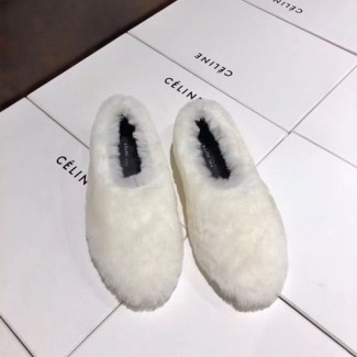 셀린느 신상 퍼 플랫 슈즈 325113 화이트