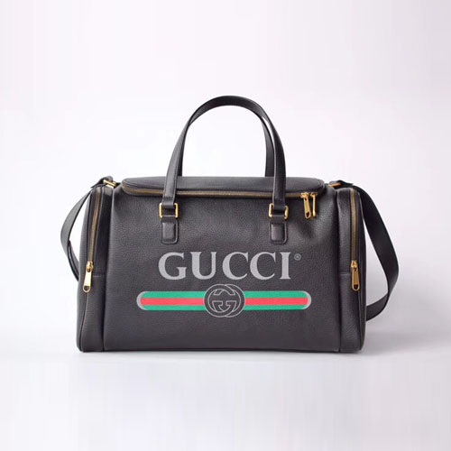 구찌 로고 프린탕 가죽 여행가방 547837 블랙