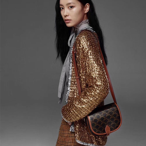 셀린느 트리옴페 폴코 크로스백 191502 브라운