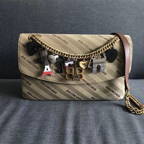 발렌시아가 자카드 로고 백 5169219 베이지