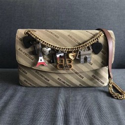 발렌시아가 자카드 로고 백 5169219 베이지