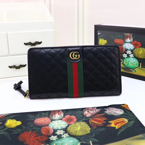 구찌 더블 G 장식의 지퍼 장지갑 536450 블랙