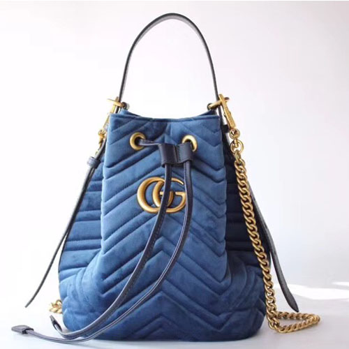 구찌 마몬트 벨벳 버킷백 525081 블루